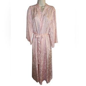 Vintage Royal Silk 100% Pure Silk Kimono Robe Size S Pale Pink Floral Jacquard